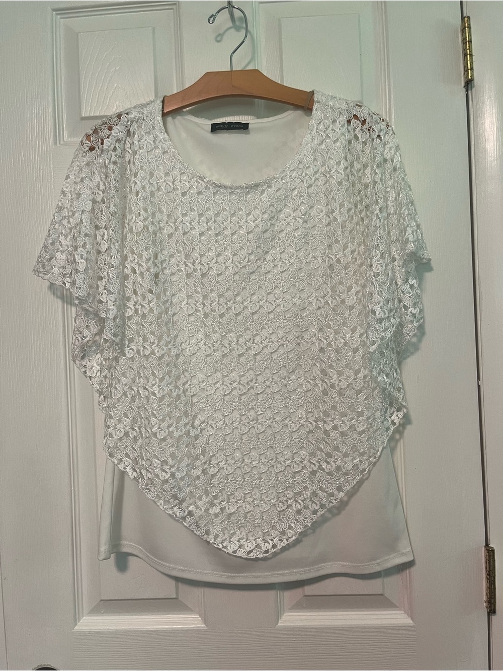 Women's White Lace Overlay Blouse
